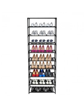 10 Tier Stackable Shoe Rack Storage Shelves - Stainless Steel Frame Holds 50 Pairs Of Shoes